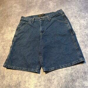 Lee Carpenter Denim Shorts Men Blue Relaxed Fit Utility Workwear Size 34